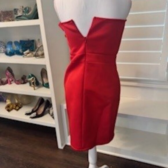 Red Strapless Bow Cocktail Dress - Picture 3 of 5